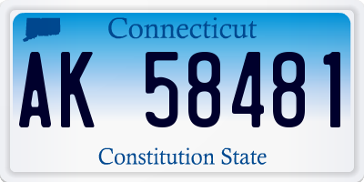 CT license plate AK58481