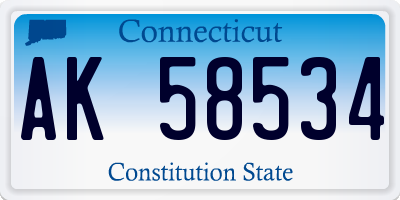 CT license plate AK58534