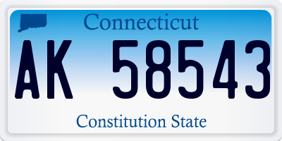 CT license plate AK58543