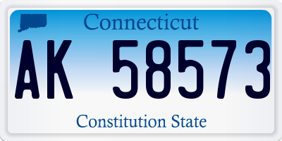 CT license plate AK58573