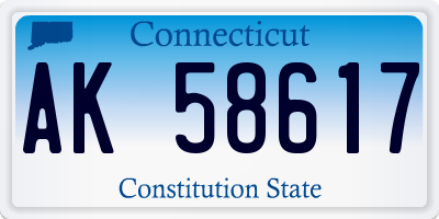CT license plate AK58617