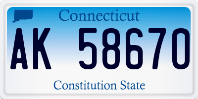 CT license plate AK58670