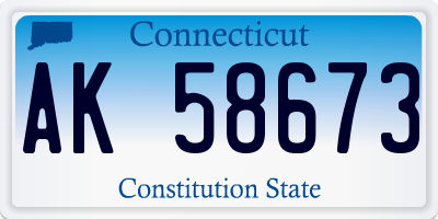 CT license plate AK58673