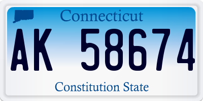 CT license plate AK58674