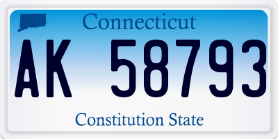 CT license plate AK58793