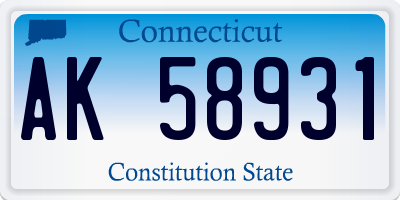 CT license plate AK58931