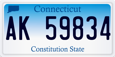 CT license plate AK59834
