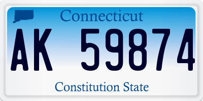 CT license plate AK59874