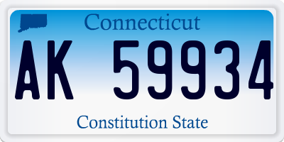 CT license plate AK59934