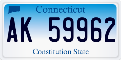 CT license plate AK59962