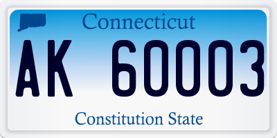 CT license plate AK60003