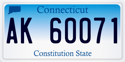 CT license plate AK60071
