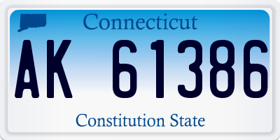 CT license plate AK61386