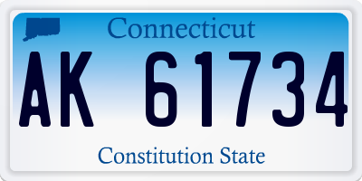 CT license plate AK61734