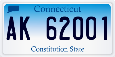 CT license plate AK62001