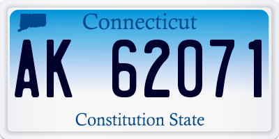 CT license plate AK62071