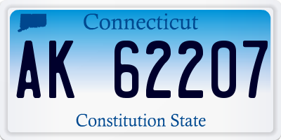 CT license plate AK62207