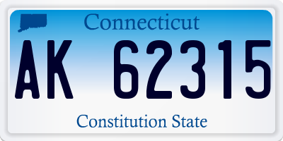 CT license plate AK62315