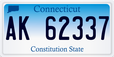 CT license plate AK62337