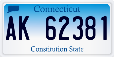 CT license plate AK62381
