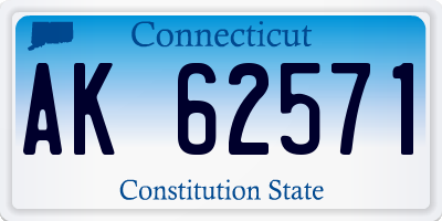 CT license plate AK62571