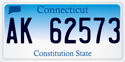 CT license plate AK62573