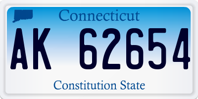 CT license plate AK62654