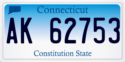 CT license plate AK62753