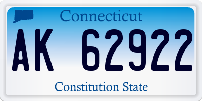 CT license plate AK62922