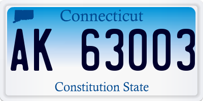CT license plate AK63003