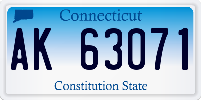CT license plate AK63071