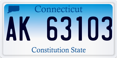 CT license plate AK63103