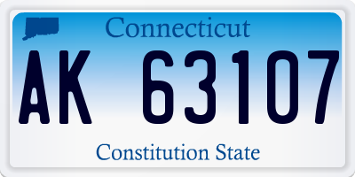 CT license plate AK63107