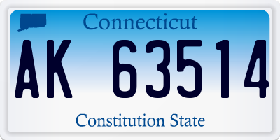 CT license plate AK63514