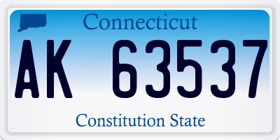 CT license plate AK63537