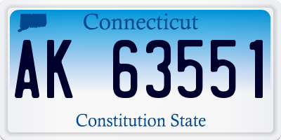CT license plate AK63551