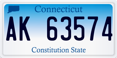 CT license plate AK63574
