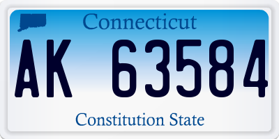 CT license plate AK63584