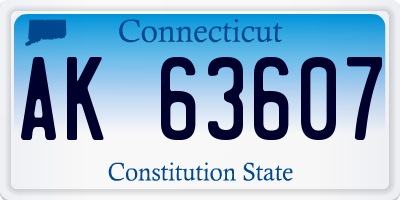 CT license plate AK63607