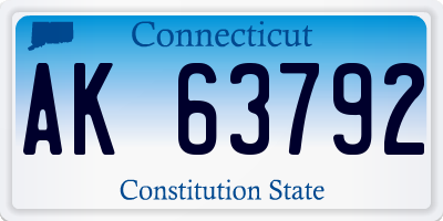 CT license plate AK63792