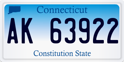 CT license plate AK63922