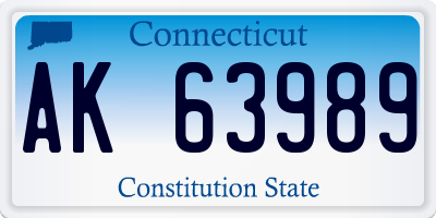 CT license plate AK63989