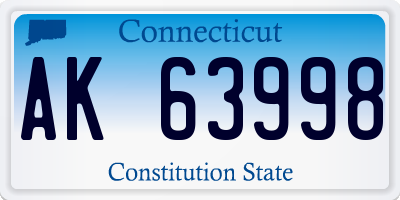 CT license plate AK63998