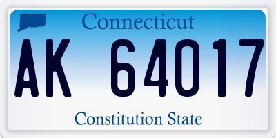CT license plate AK64017