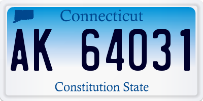 CT license plate AK64031