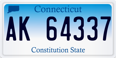 CT license plate AK64337