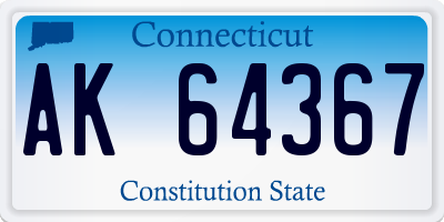 CT license plate AK64367