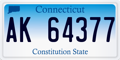 CT license plate AK64377
