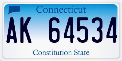 CT license plate AK64534