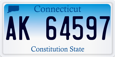 CT license plate AK64597
